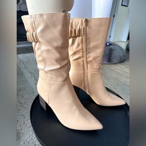 Journee Collection Womens Wilo Wide Calf Stacked Heel Mid Calf Boots